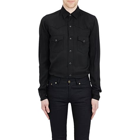 ysl western shirt black white|farfetch st laurent shirts.